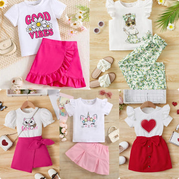 DOS-112 Premium Summer Baby Girl Suits (Pack of 5) – Kids Collection - All Sizes Available
