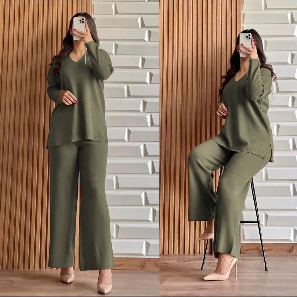 2 Pcs V Neck Winter Outfit